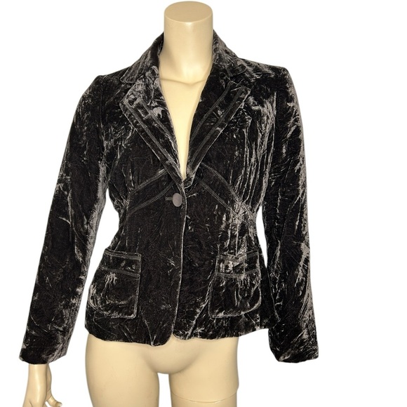 Access Bronze Crushed Velvet Cropped Blazer Sz 6 Whimsigoth Grunge Fairy Whimsy - Picture 4 of 6